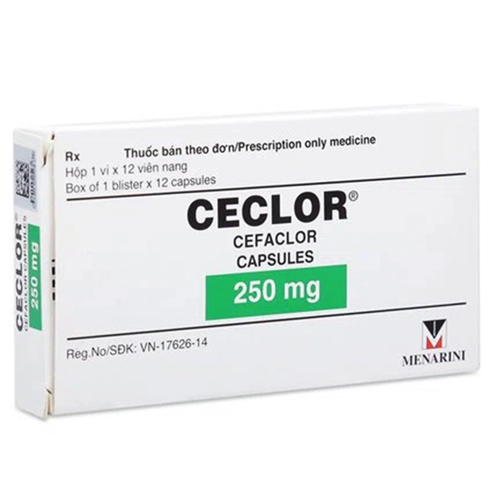 Thuốc kháng sinh Ceclor 250mg Menarini hộp 1 vỉ x 12 viên