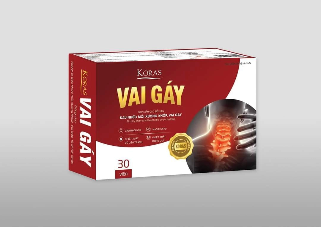 Giảm đau nhức mỏi xương khớp KORAS VAI GÁY hộp 3 vỉ x 10 viên