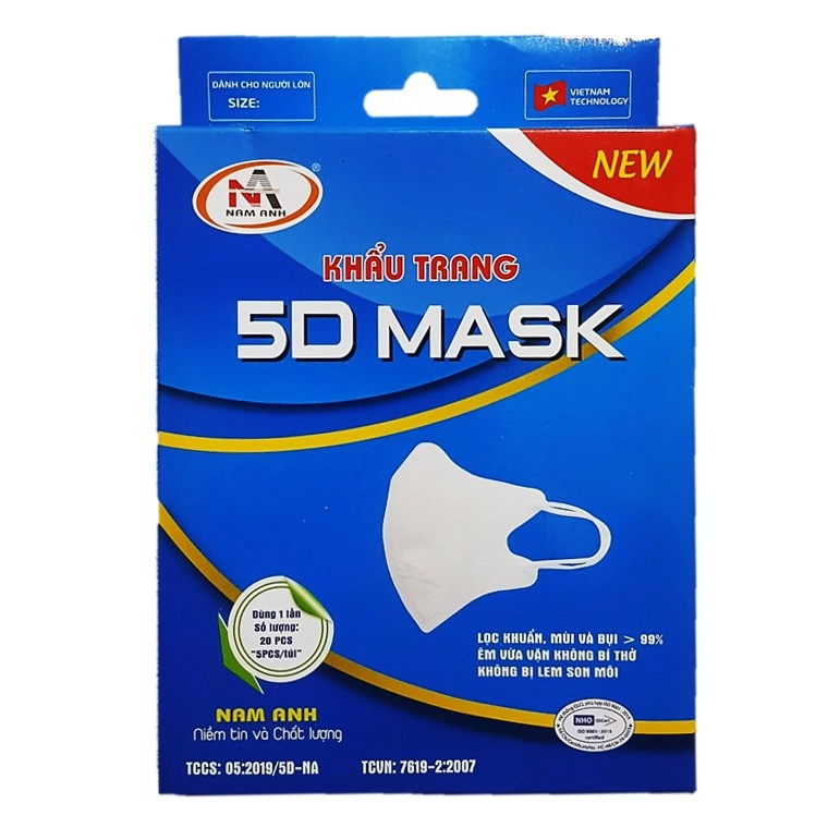 Khẩu trang 5D Mask Nam Anh (trắng) hộp 20 cái