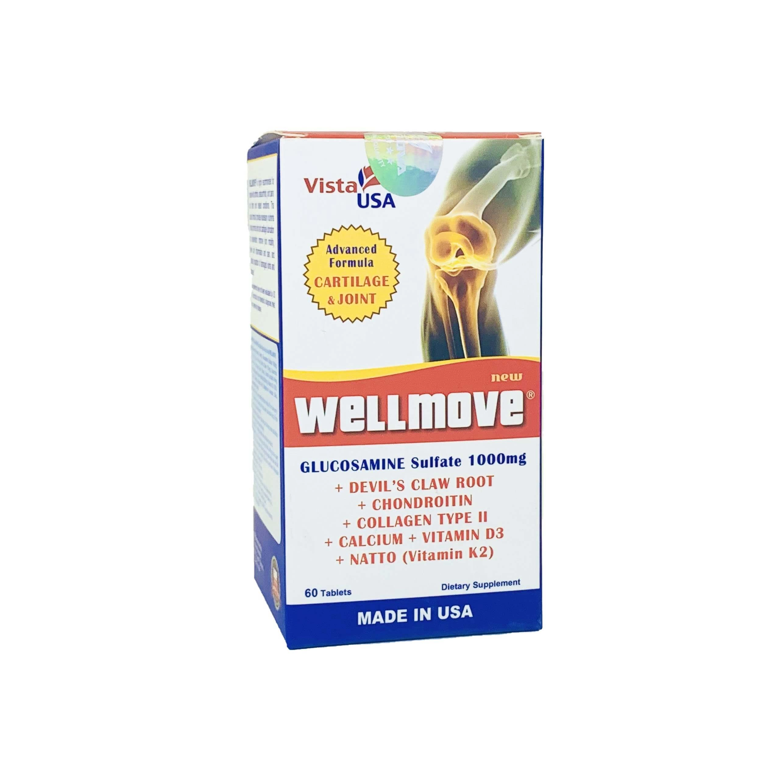 Viên uống bổ khớp WELLMOVE New (Vitsta USA) hộp 1 lọ 60 viên nén
