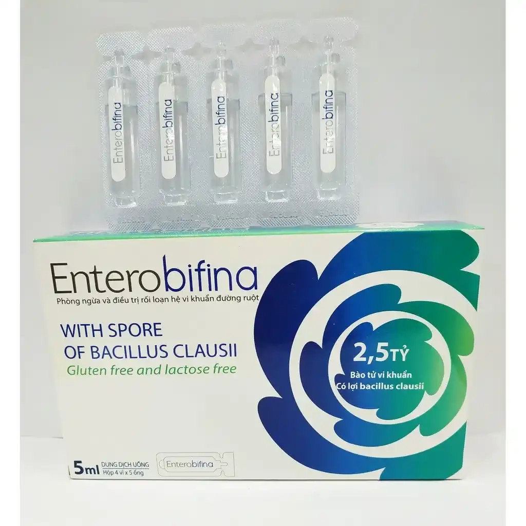 Men vi sinh Enterobifina hộp 4 vỉ x 5 ống x 5ml