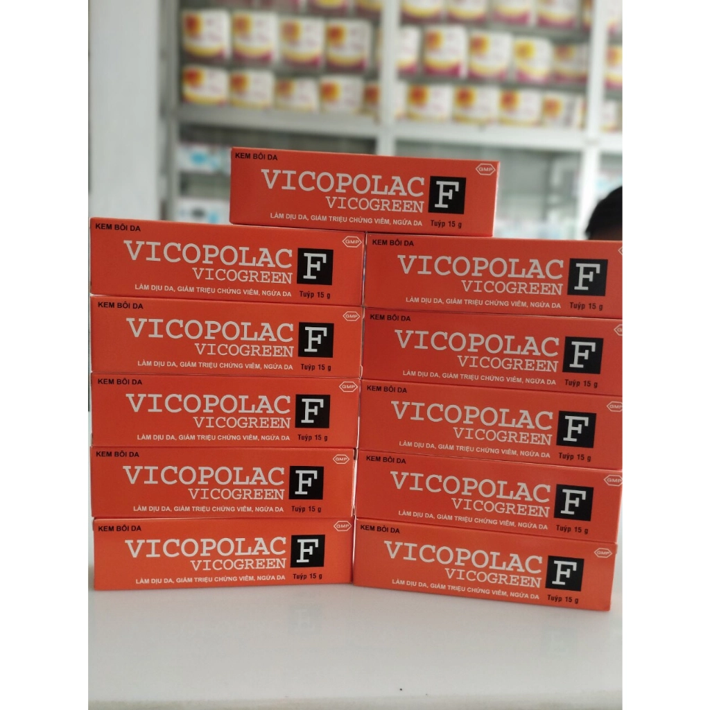 Kem bôi da trị viêm, ngứa da VICOPOLAC F VICOGREEN tuýp 15g
