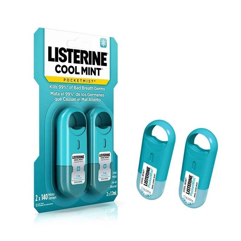 Xịt thơm miệng Listerine Cool Mint Pocketmist Vỉ 2 chai x 7.7ml