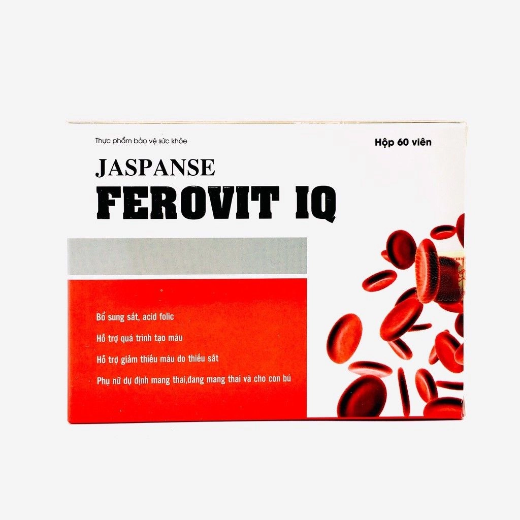 Viên uống bổ sung sắt, acid folic Jaspanse Ferovit IQ hộp 60 viên