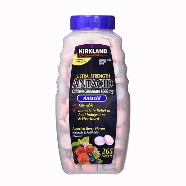 Viên nhai hỗ trợ giảm đầy hơi  Ultra Strength Antacid (KIRKLAND Signature) Chai 265 viên nhai