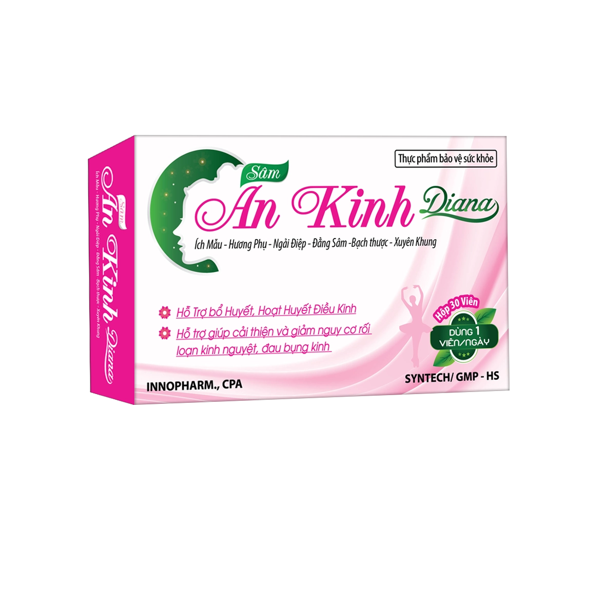 Viên uống hỗ trợ hoạt huyết, điều kinh Sâm An Kinh Diana hộp 3 vỉ x 10 viên