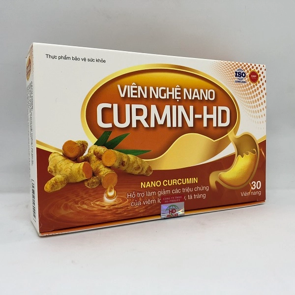 Hỗ trợ giảm các triệu chứng của bệnh viêm loét dạ dày, tá tràng VIÊN NGHỆ NANO CURCUMIN-HD hộp 30 viên nang