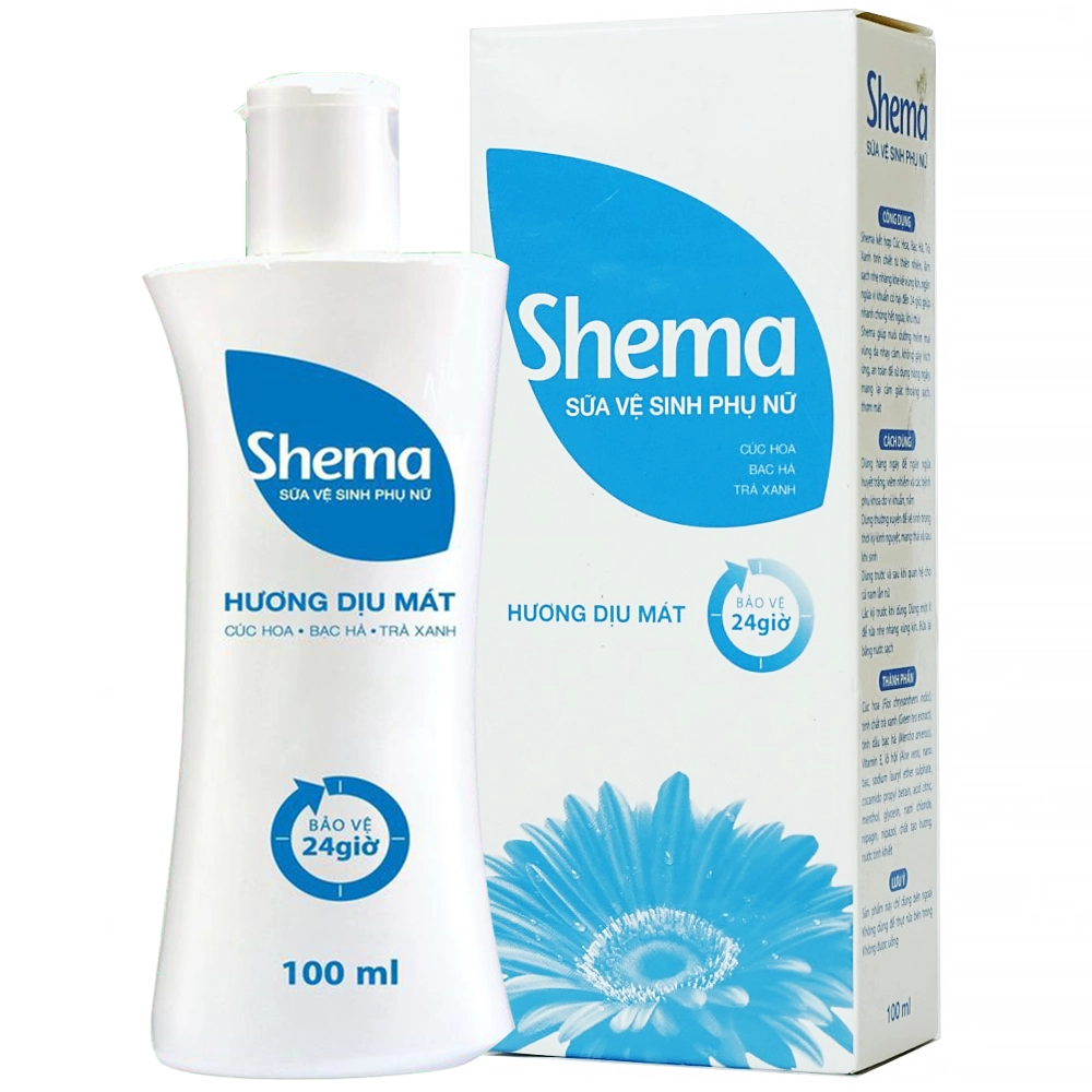 Sữa vệ sinh phụ nữ Shema hương dịu mát (xanh) hộp 1 chai 100ml