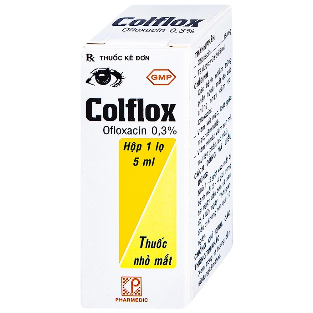 Thuốc nhỏ mắt Colflox 0.3% Pharmedic hộp 1 lọ x 5ml