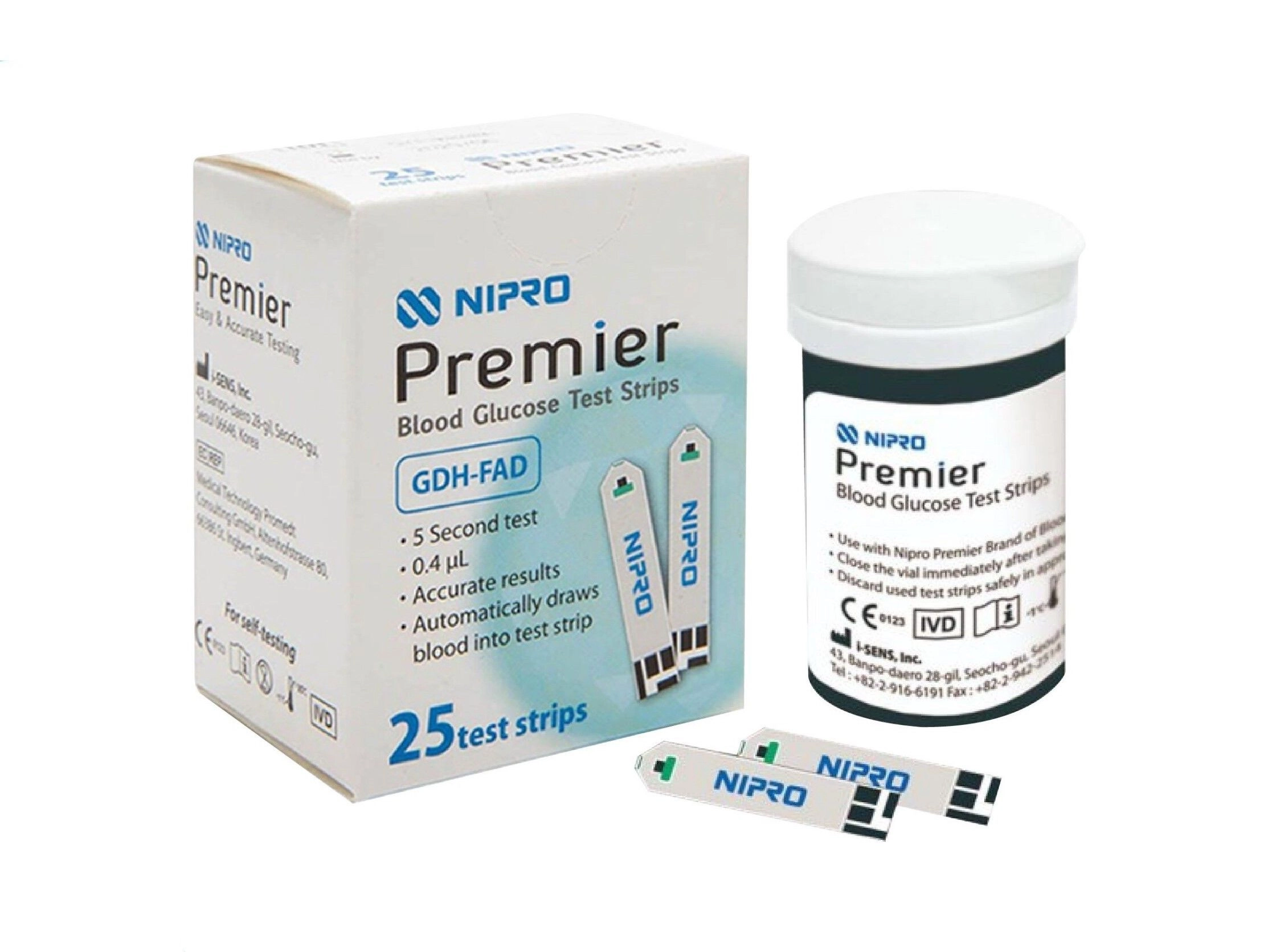 Que thử đường huyết Nipro Premier hộp 25 que thử