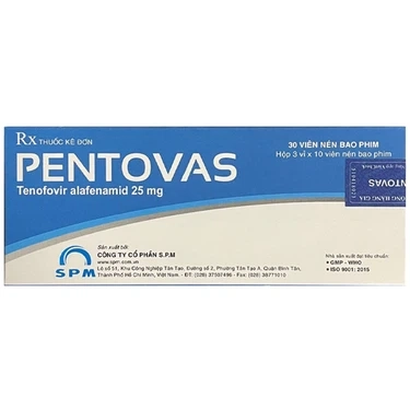 Thuốc điều trị viêm gan siêu vi B mãn tính Pentovas S.P.M hộp 3 vỉ x 10 viên