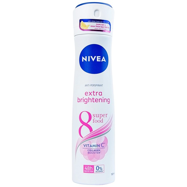Xịt khử mùi giảm tiết mồ hôi, ngăn mùi đến 48h Anti-Perspirant Extra Brightening 8 Super Food chai x 150ml