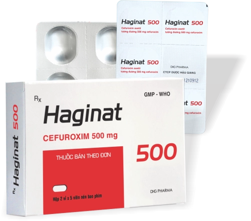 Thuốc kháng sinh Haginat 500 hộp 2 vỉ x 5 viên