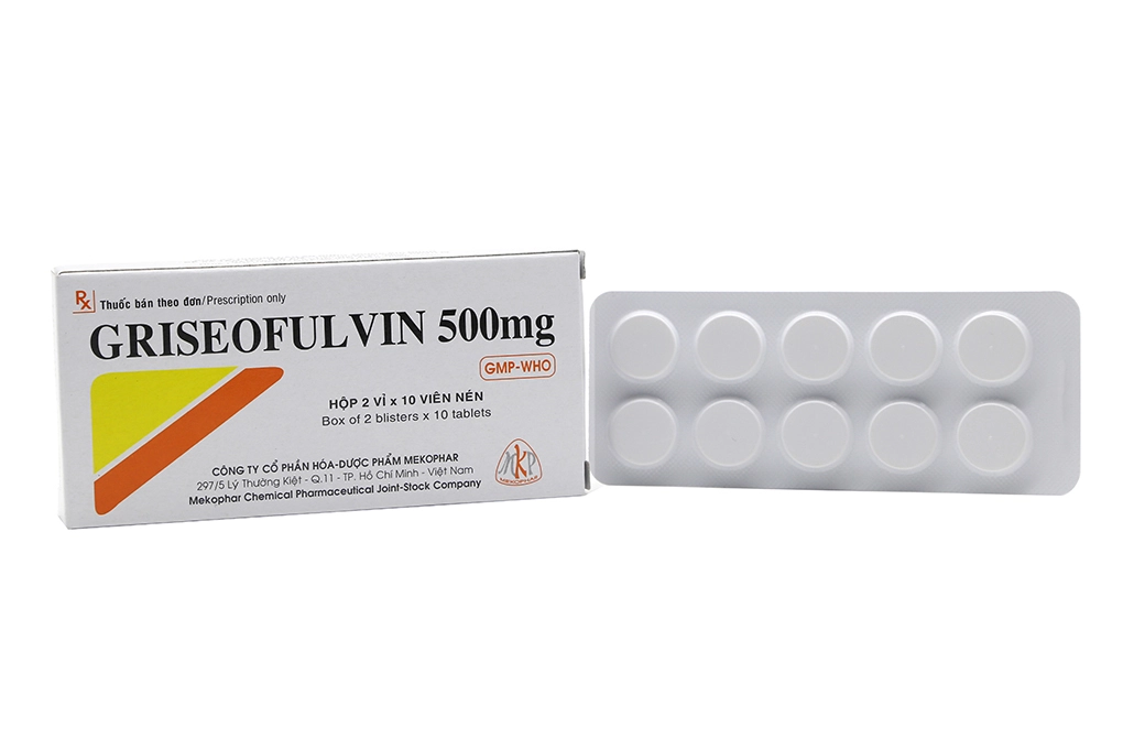 Thuốc trị nấm Griseofulvin 500mg MEKOPHAR hộp 20 viên