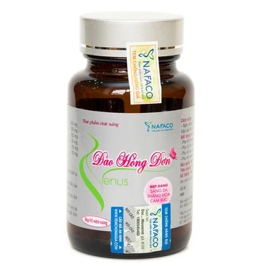 Hỗ trợ cải thiện thiếu hụt nội tiết tố nữ Đào Hồng Đơn Venus Nafaco hộp 1 lọ x 60 viên