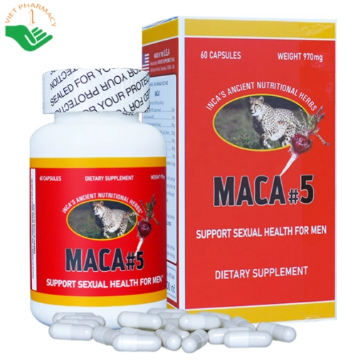 Hỗ trợ bổ thận, sức khỏe sinh lý nam giới Maca #5 Health Elixir chai 60 viên