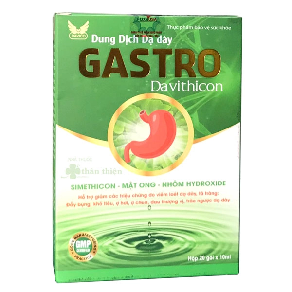 Dung dịch dạ dày Gastro Davithicon hộp 20 gói x 10ml