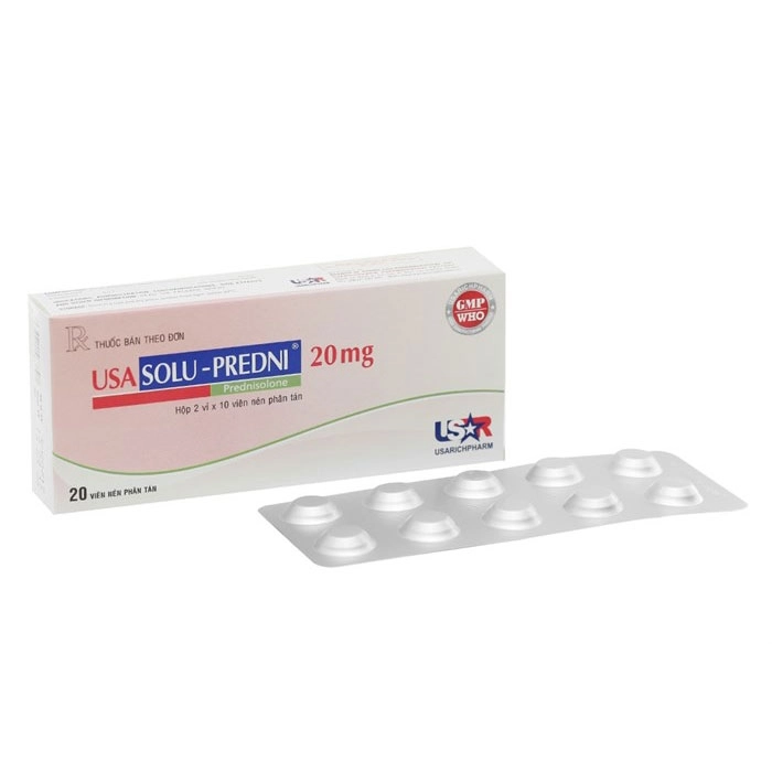 Thuốc kháng viêm USASOLU-PREDNI 20mg hộp 2 vỉ x 10 viên nén phân tán