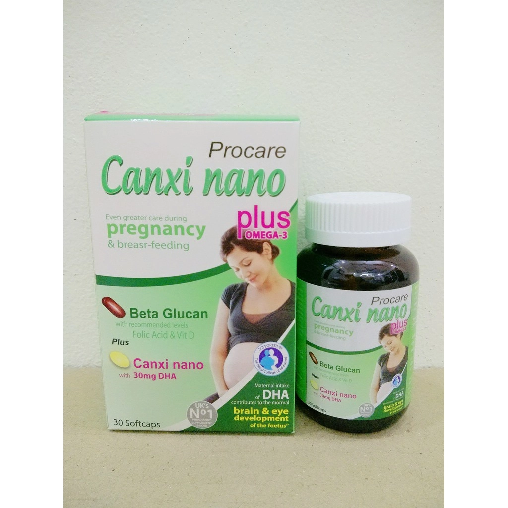 Viên uống bổ sung canxi cho mẹ bầu Procare Canxi Nano Plus Vitamin D3 hộp 1 lọ 30 viên