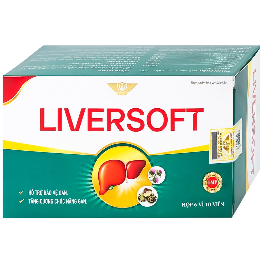 Hỗ trợ bảo vệ gan, tăng cường chức năng gan Liversoft hộp 6 vỉ x 10 viên