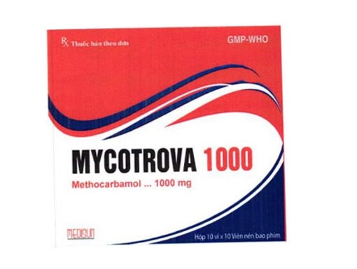 Thuốc điều trị triệu chứng co thắt cơ bắp Mycotrova 1000 hộp 10 vỉ x 10 viên nén bao phim
