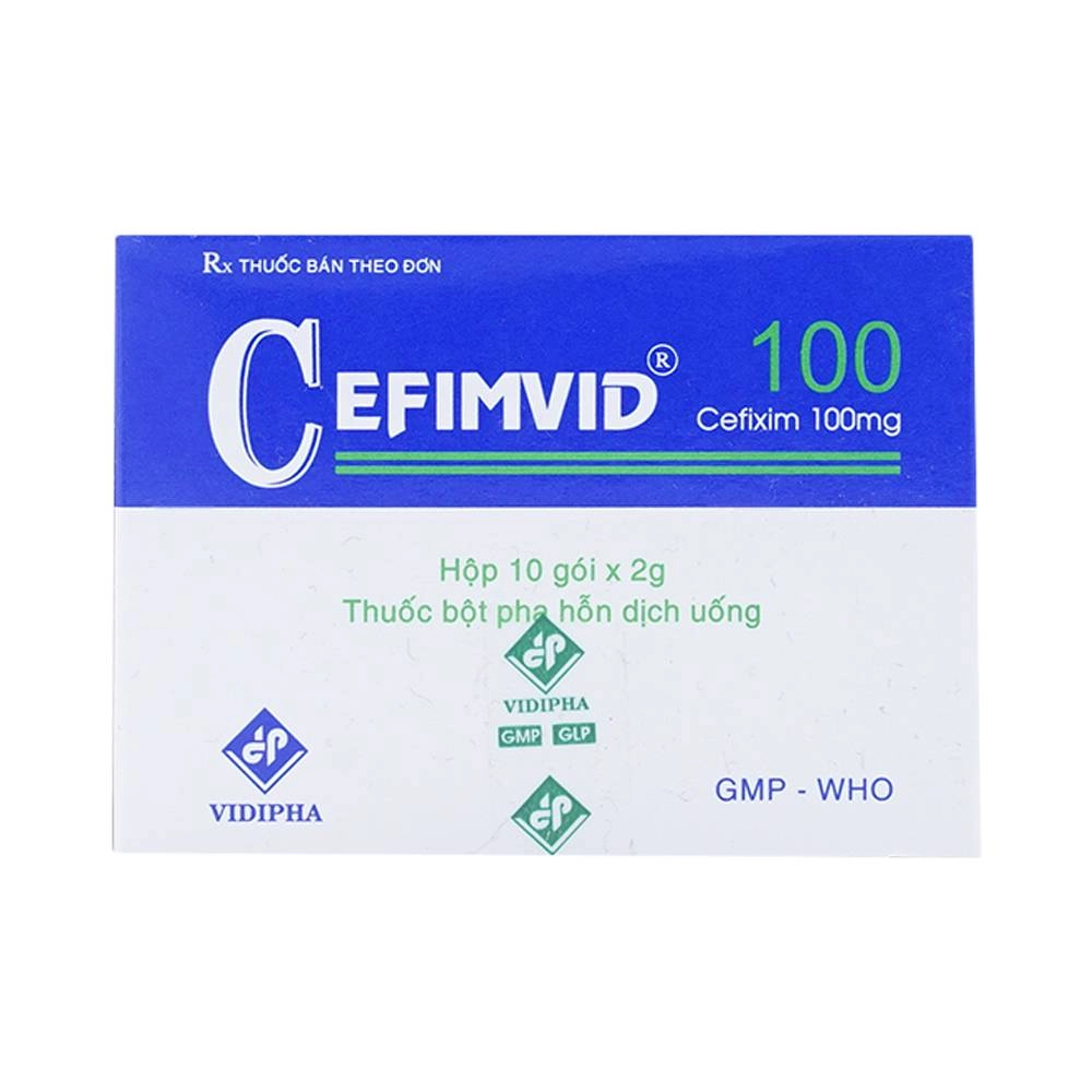Thuốc kháng sinh Cefimvid 100 hộp 10 gó́i x 2g