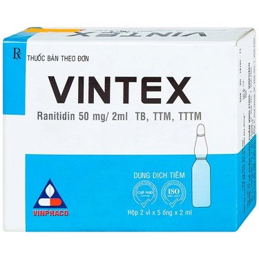 Thuốc điều trị loét dạ dày - tá tràng lành tính Vintex 50mg/2ml hộp 2 vỉ x 5 ống x 2ml