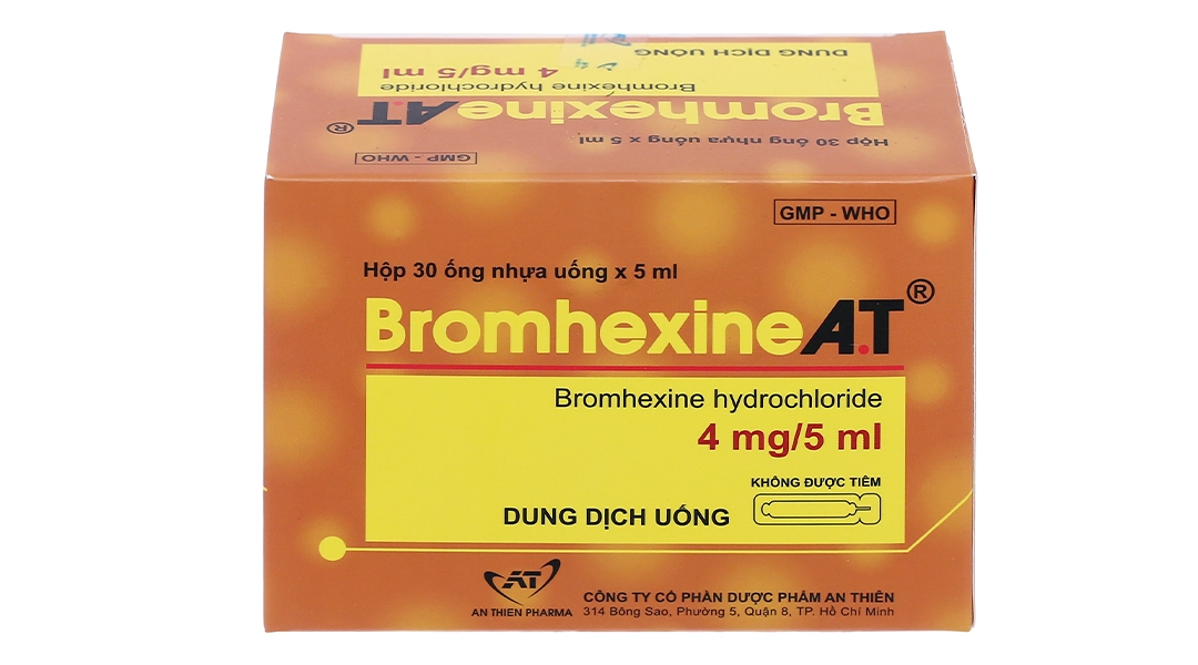 Thuốc loãng đờm  Bromhexine A.T hộp 30 ống x 5ml