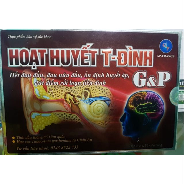 Hỗ trợ tuần hoàn máu não Hoạt huyết T-Đình G&P  hộp 30 viên