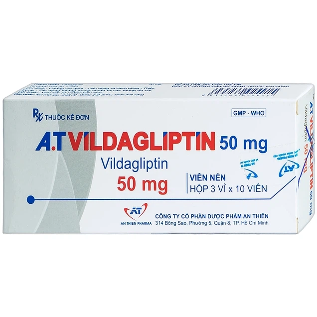 Thuốc điều trị đái tháo đường tuýp 2 A.T Vildagliptin 50mg hộp 3 vỉ x 10 viên