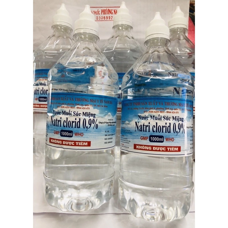 Nước muối súc miệng Nam Hà Natri clorid 0.9% chai 1000ml