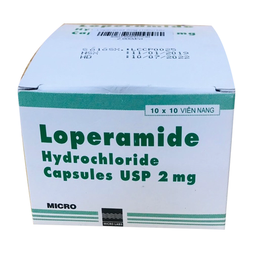 Thuốc điều trị tiêu chảy Loperamide Hydrochloride Capsules USP 2mg  hộp 100 viên