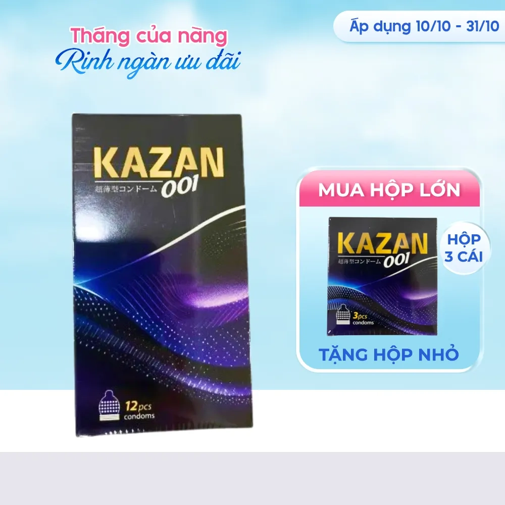 [MUA 1 TẶNG 1] Bao cao su Kazan 001 hộp 12 cái