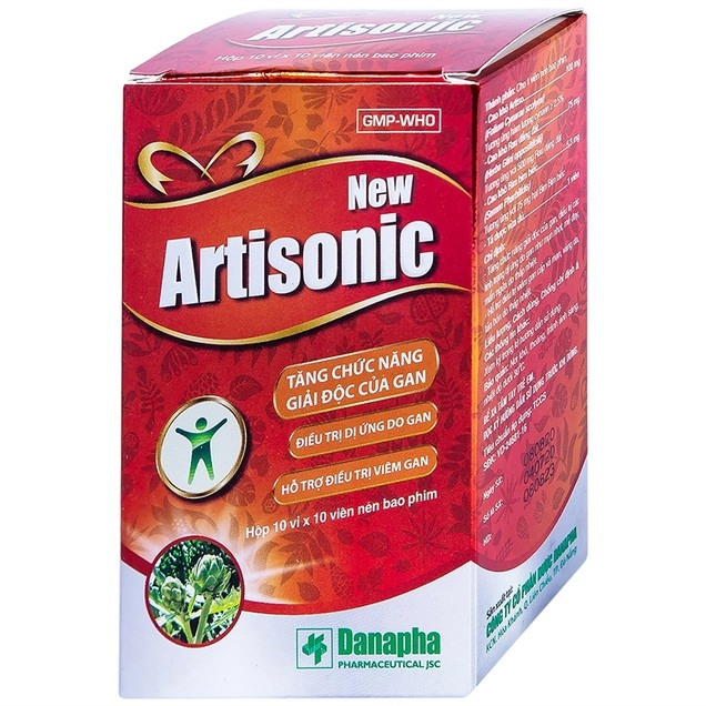 Tăng chức năng giải độc gan, điều trị dị ứng, viêm gan New Artisonic Danapha hộp 10 vỉ x 10 viên