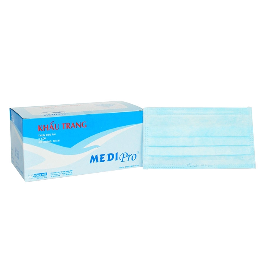 Khẩu trang y tế MEDIPRO màu xanh hộp 50 cái