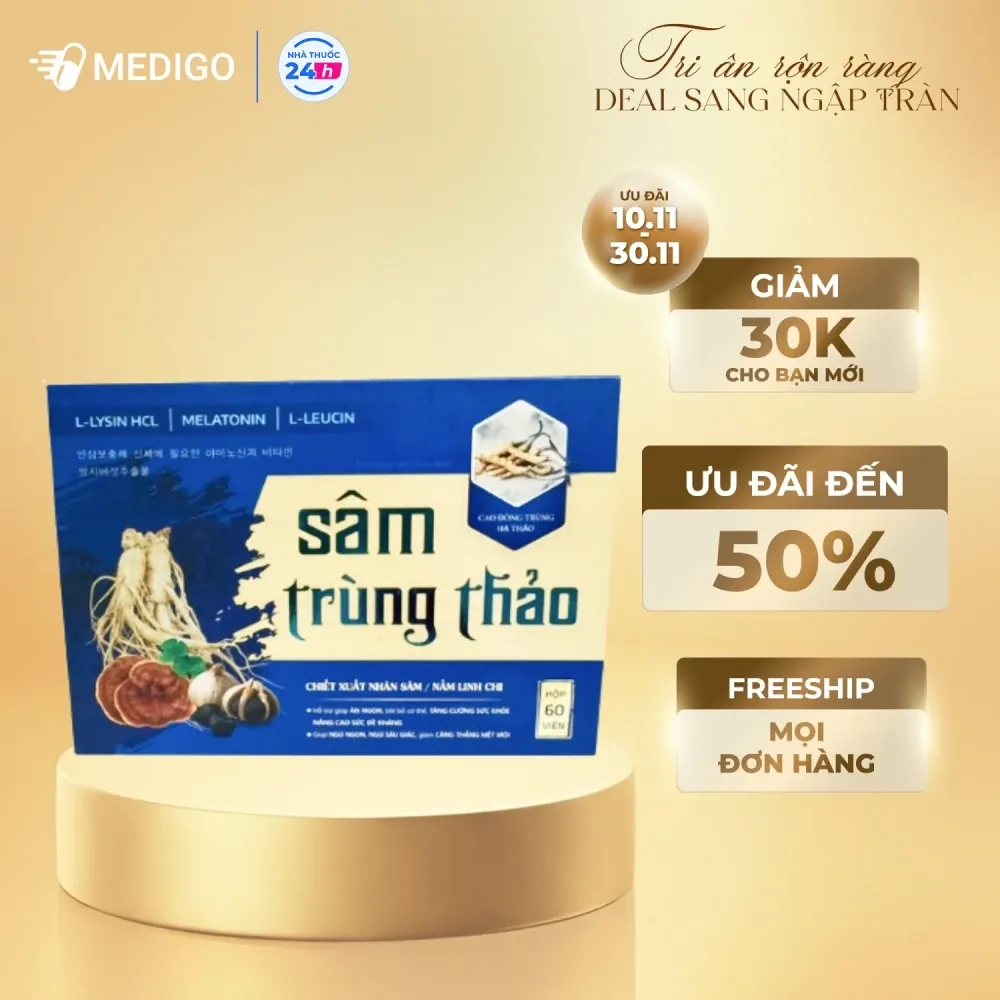 Hỗ trợ tăng cường sức đề kháng Sâm Trùng Thảo Ecosun hộp 2 chai x 30 viên