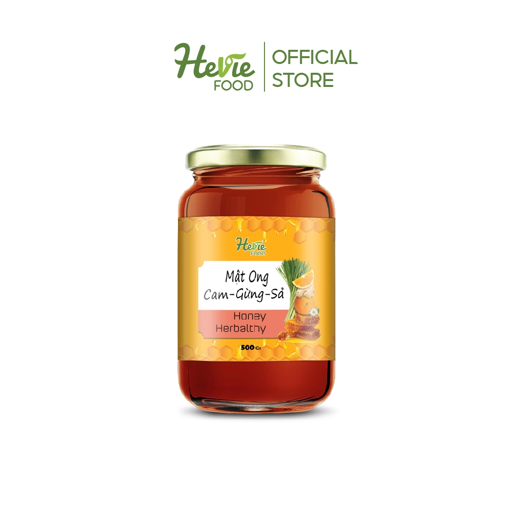 Detox cơ thể thon dáng đẹp da HeVieFood Mật Ong Cam Gừng - Sả hũ 500g