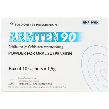 Hỗn dịch uống điều trị các chứng nhiễm khuẩn đường hô hấp cấp Armten 90 Armephaco hộp 10 gói