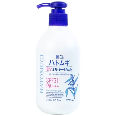 Sữa dưỡng thể chống nắng, dưỡng ẩm và làm sáng da Hatomugi Reihaku Hatomugi UV Milky Gel SPF31 PA+++ chai x 250ml