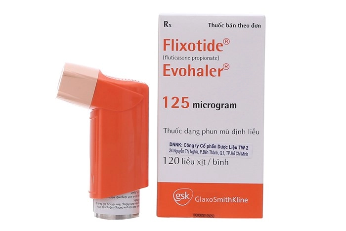 Thuốc xịt khí dung trị hen  Flixotide Evohaler 125mcg  hộp 1 chai 120 liều xịt