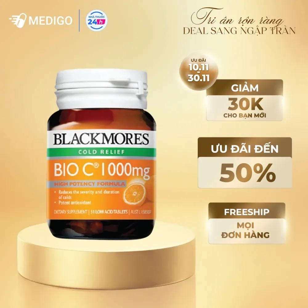Viên uống bổ sung vitamin C, tăng sức đề kháng Blackmores Bio C 1000mg lọ 31 viên