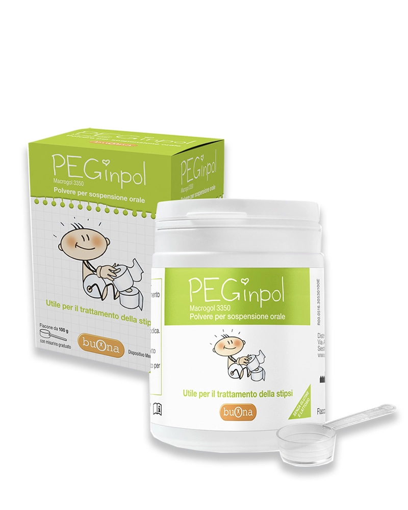 Bột nhuận tràng, trị táo bón trẻ em PEGinpol Buona lọ 100g kèm thìa đong (2g)