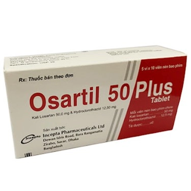 Điều trị tăng huyết áp và giảm nguy cơ đột quỵ Osartil 50 Plus Incepta Pharma hộp 5 vỉ x 10 viên