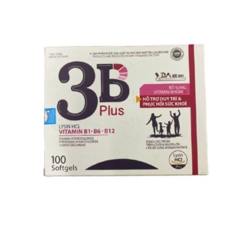 Bổ sung vitamin B hỗ trợ duy trì và phục hồi sức khỏe 3B Plus Đức Anh Pharmacy hộp 10 vỉ x 10 viên