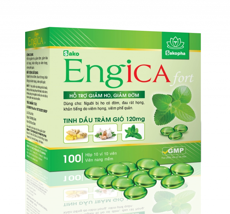 Hỗ trợ giảm ho, giảm đờm SAKO ENGICA FORT hộp 10 vỉ x 10 viên