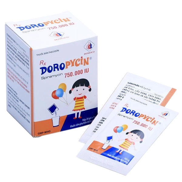 Thuốc phòng viêm màng não, nhiễm khuẩn hô hấp Doropycin Spiramycin 750.000IU Hộp 20 gói 
