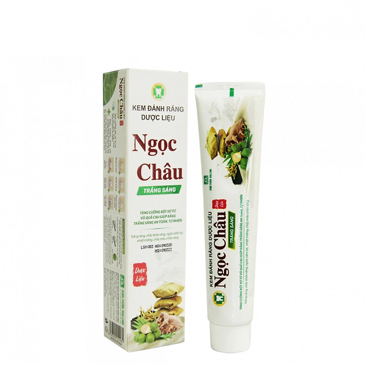 Kem đánh răng dược liệu Ngọc Châu trắng sáng hộp 1 tuýp 170g