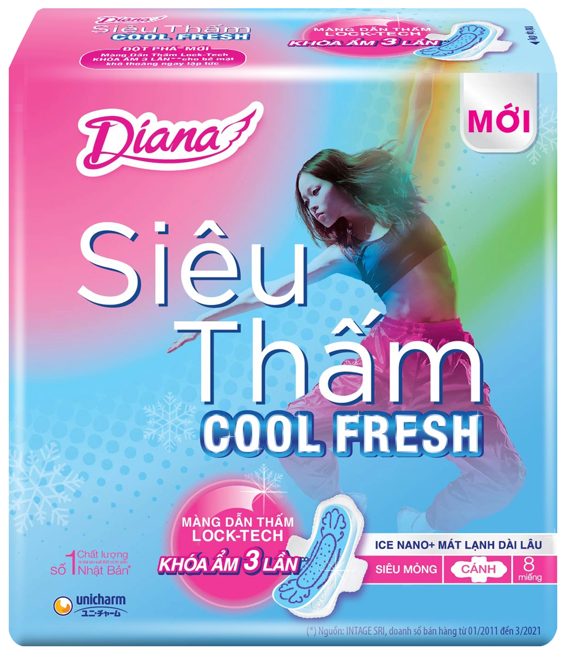 Băng vệ sinh ban ngày Diana siêu thấm Cool Fresh túi 8 miếng