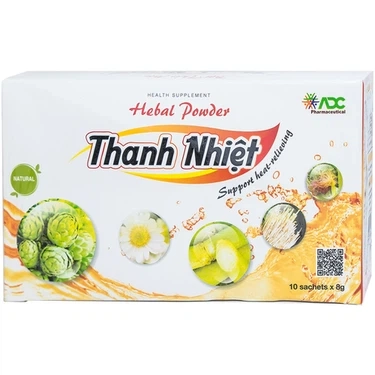 Lợi tiểu, mát gan, giảm loét miệng bột thảo mộc Thanh Nhiệt ADC hộp 10 gói