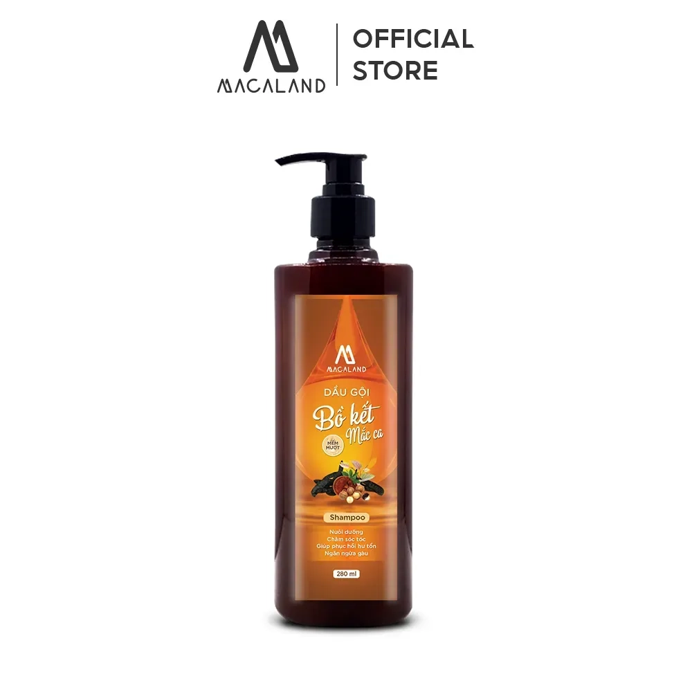 Phục hồi tóc hư tổn MACALAND Dầu Gội Bồ Kết Mắc Ca Mềm Mượt chai 280ml